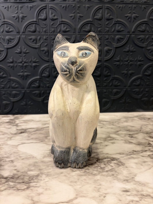 Wood Carved Siamese Cat