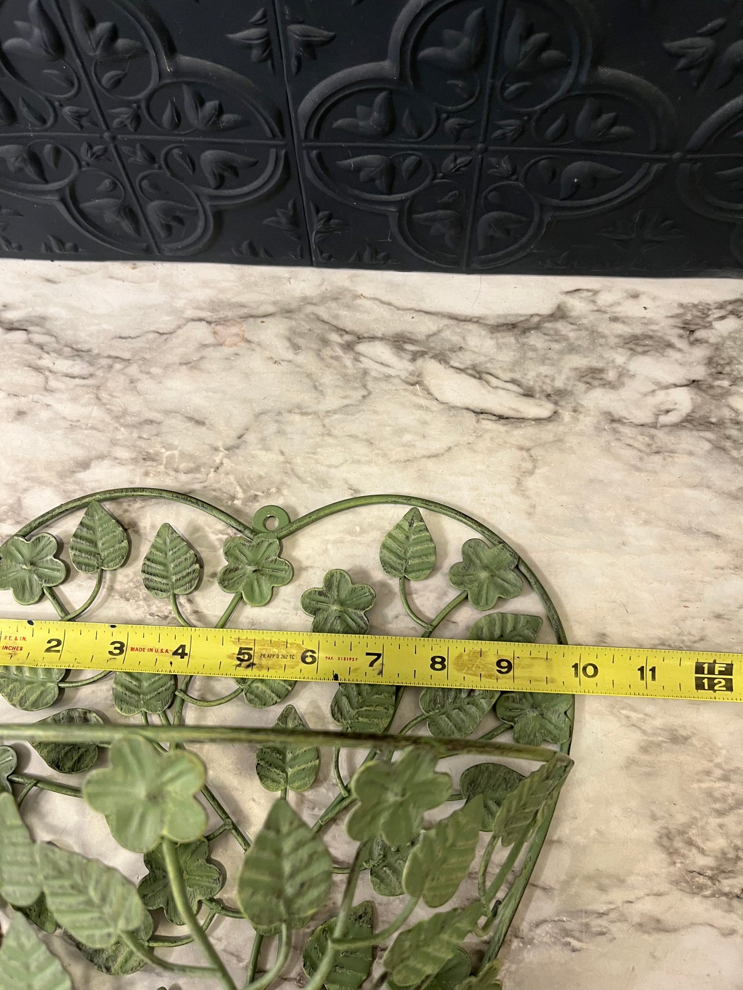 Teal Metal Heart Shape Wall Pocket