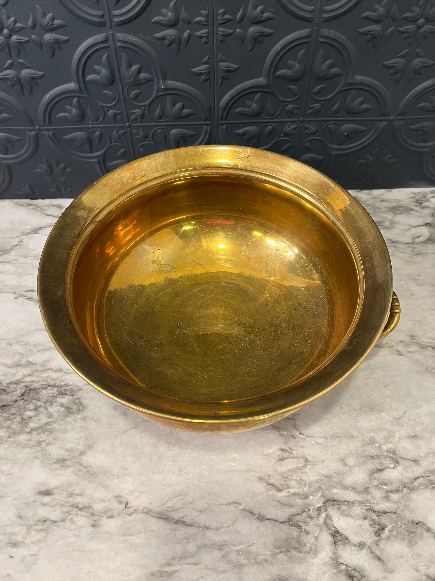 Solid Brass Footed Pot with handles