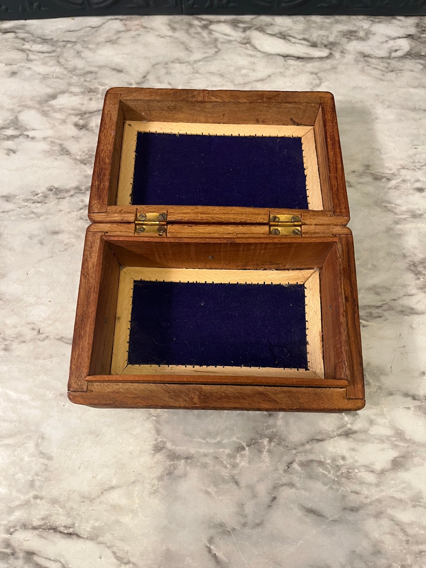 Carved Wood Box with Flowers 6"