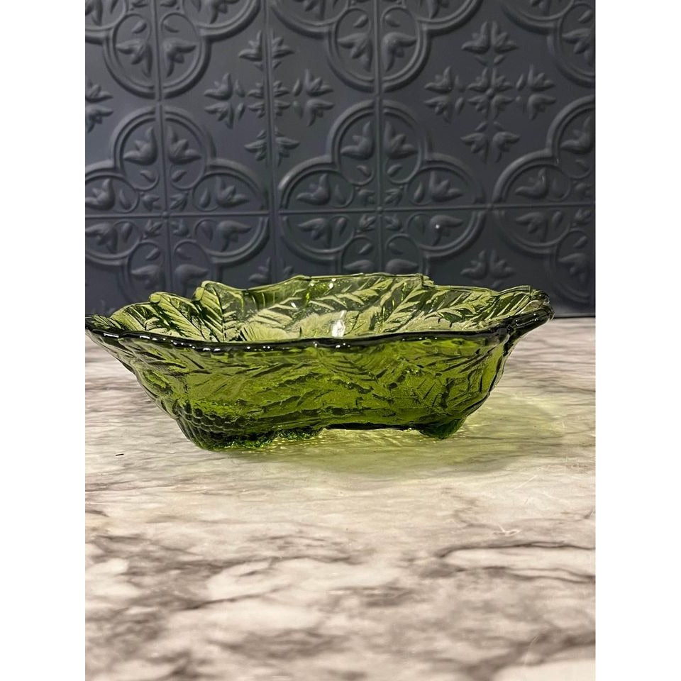 Green glass berry bowl