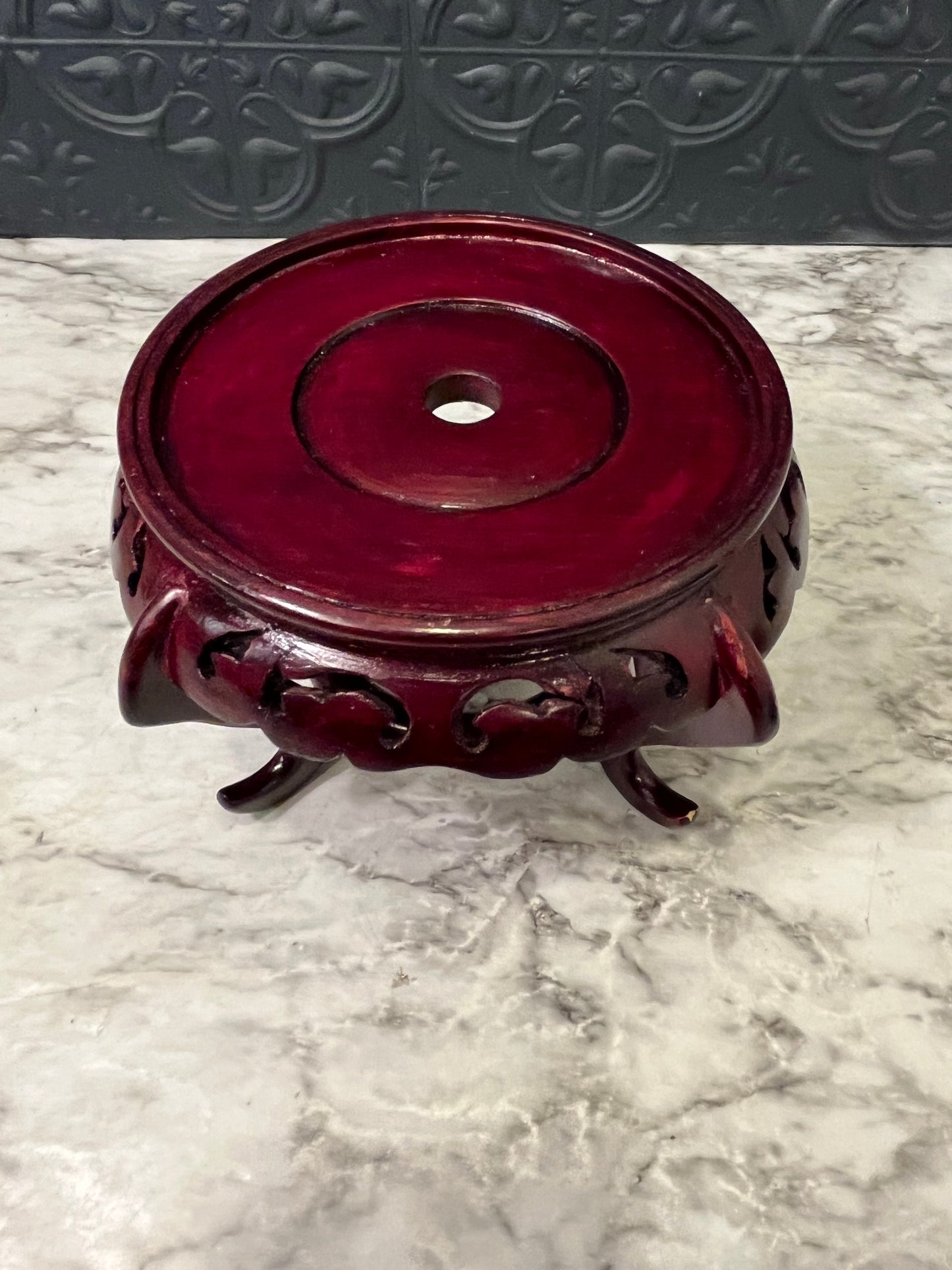 Chinese Red Wood Display Pedestal 4.75"