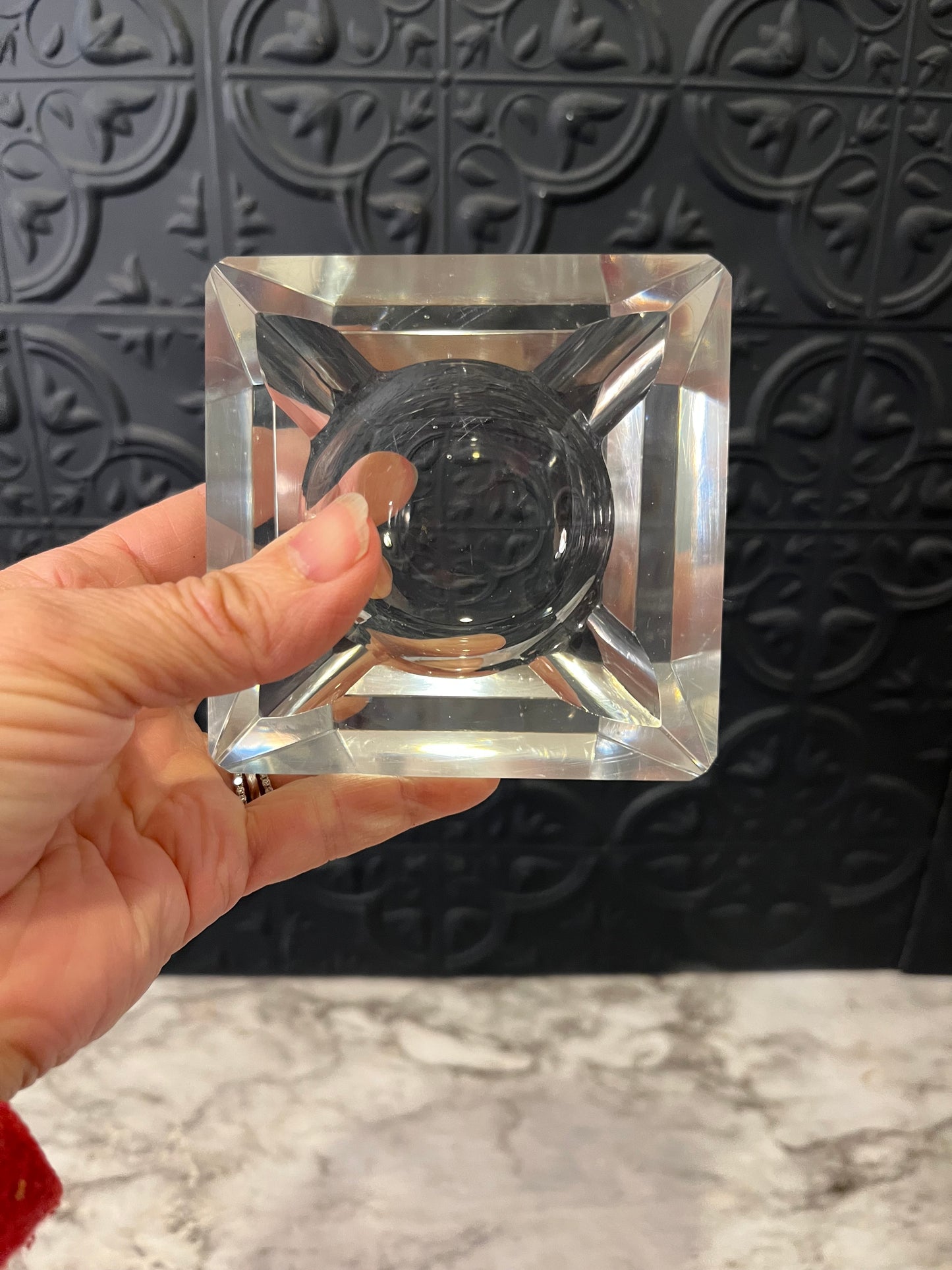 Vintage Chunky Glass Ashtray