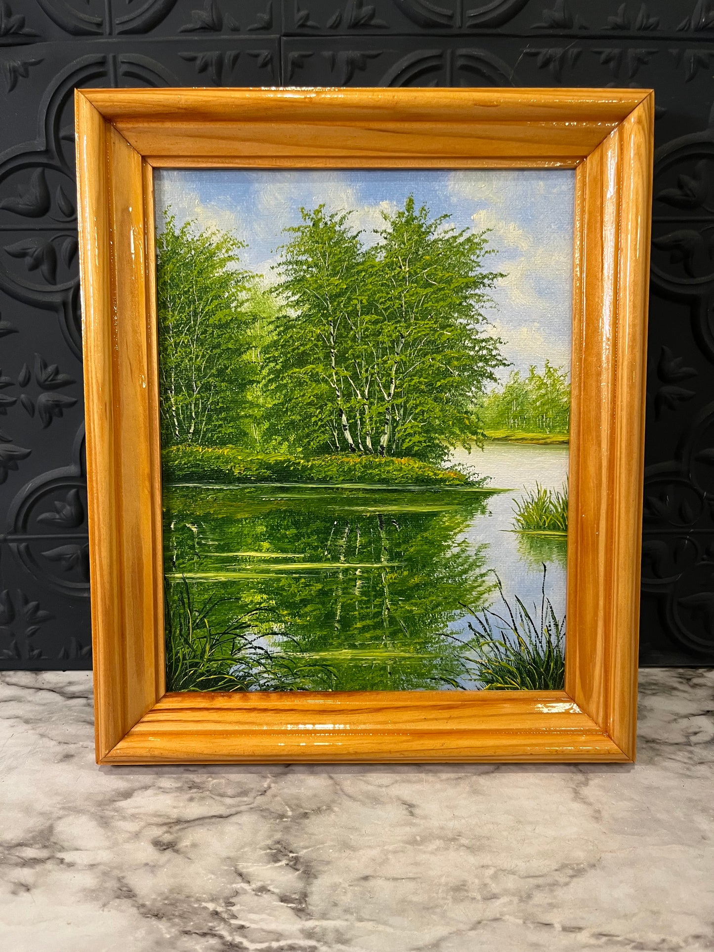 Original Painting of Trees in Light Frame