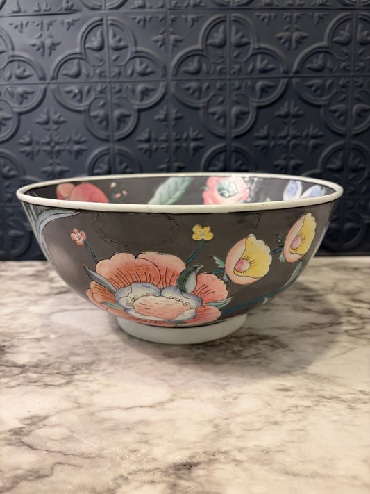 Macau Enamel Bowl Grey Pink and blue