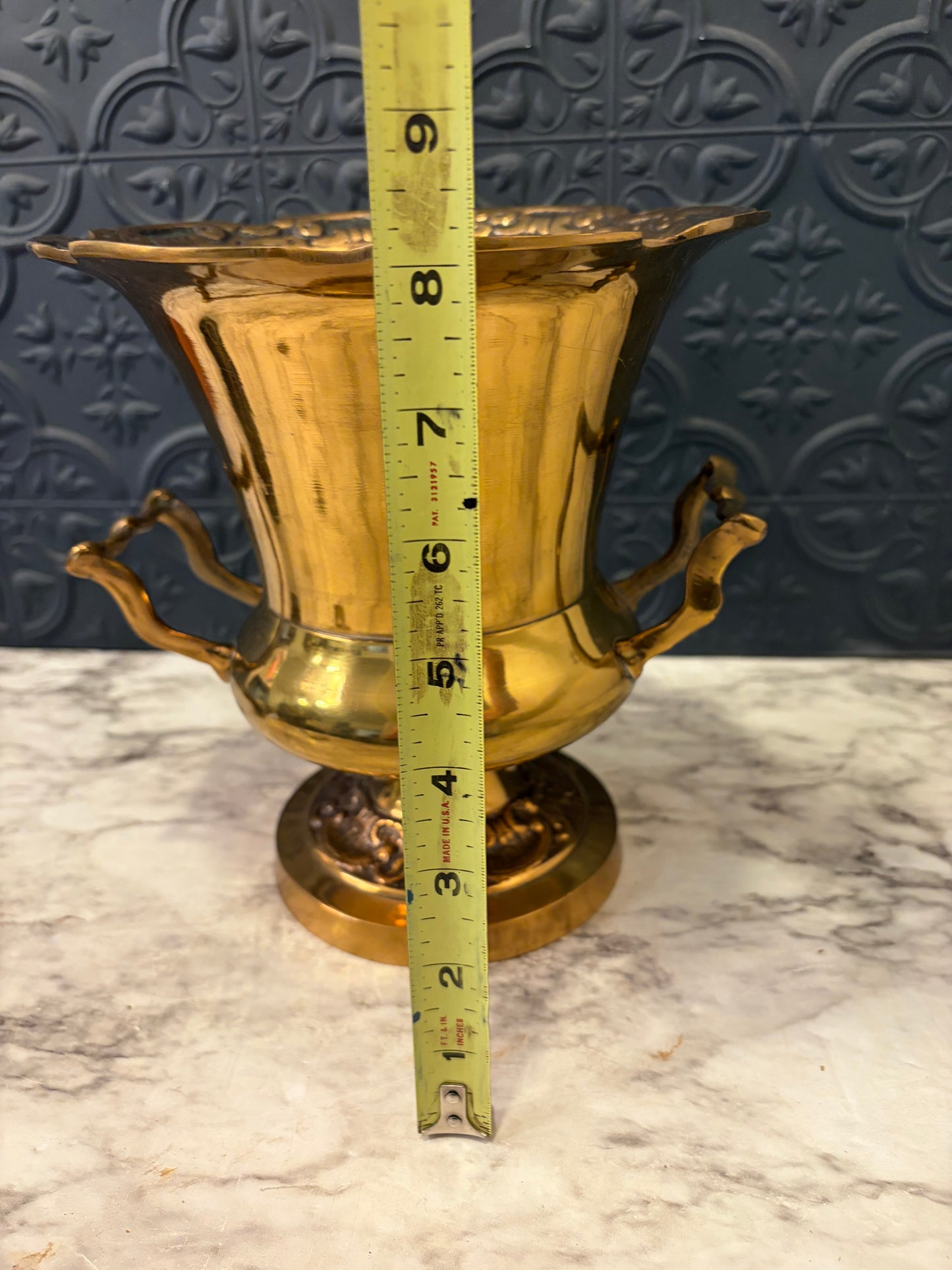 Brass Champagne/Ice Bucket with detailing around rim