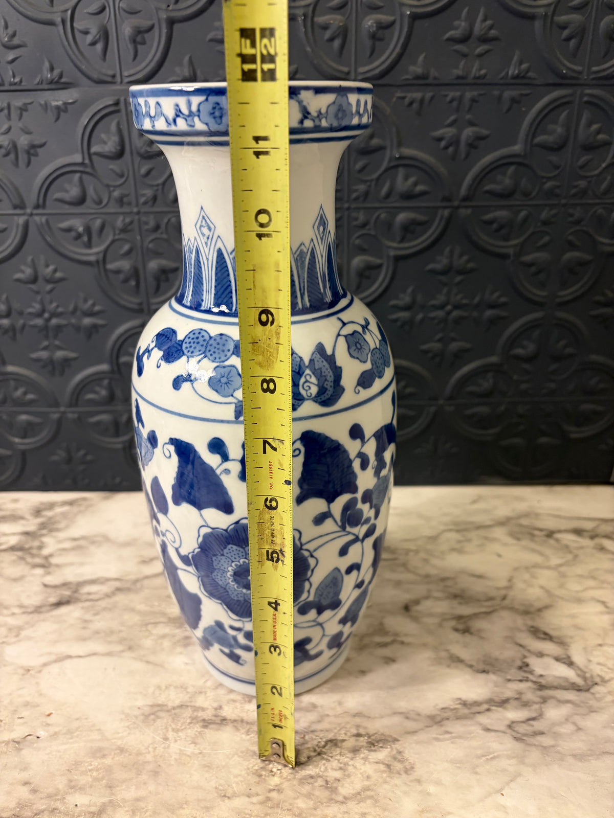 Bright Blue and White Asian Vase