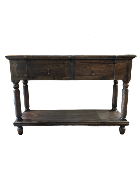 Grey wood entry table