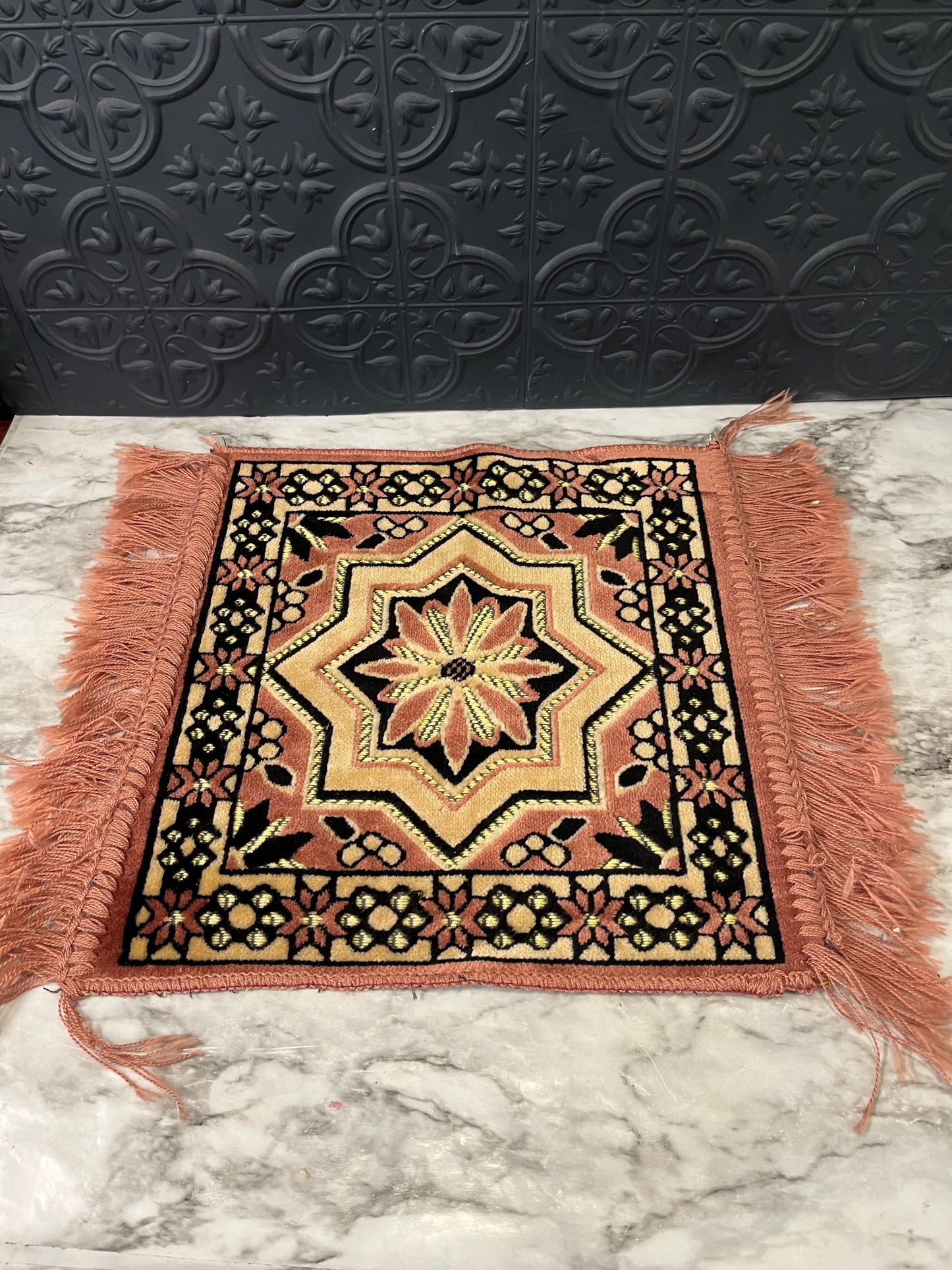 Vintage Pink and Black table rug