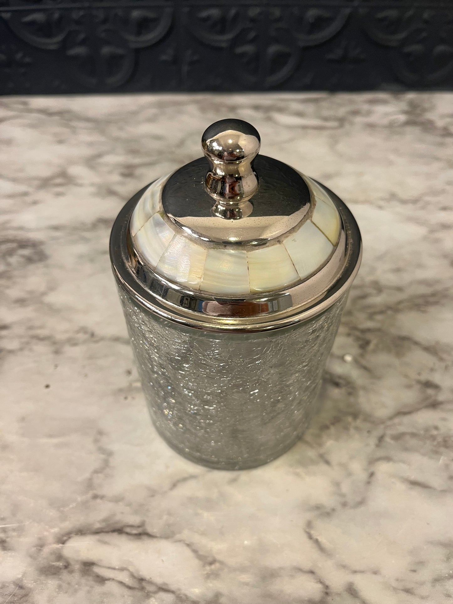 Crackle Glass Canister with mop lid