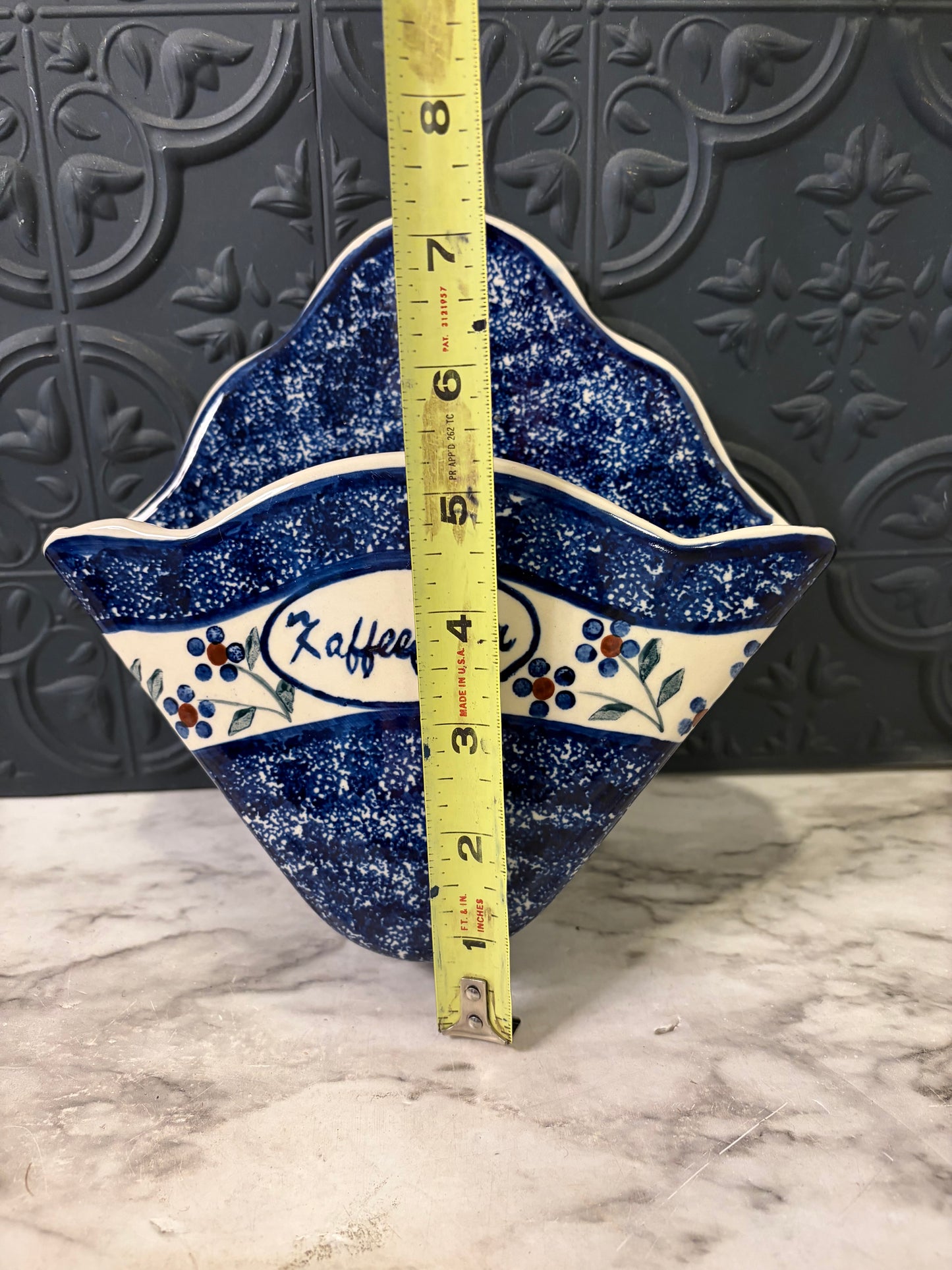Polish Coffee Filter Holder Blue and White