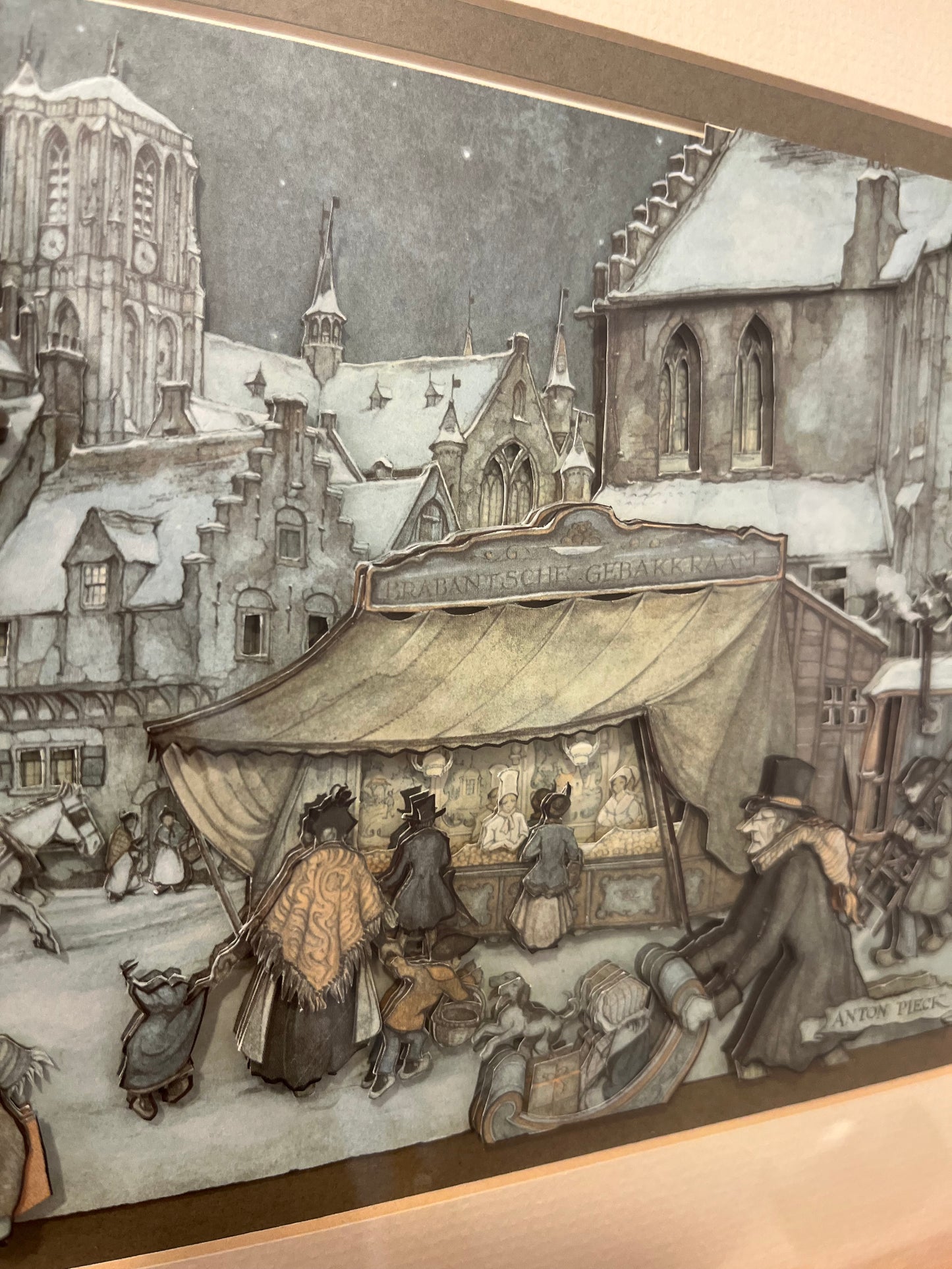 Paper Scultpure of Village Framed by E K Martin