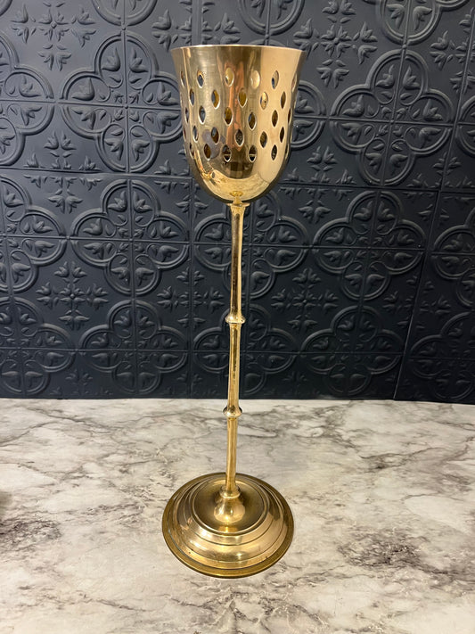 16.5 " Brass Candle Holder with Cutout Cup