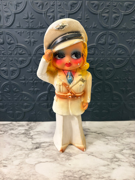 Chalkware Stewardess/Pilot Figure