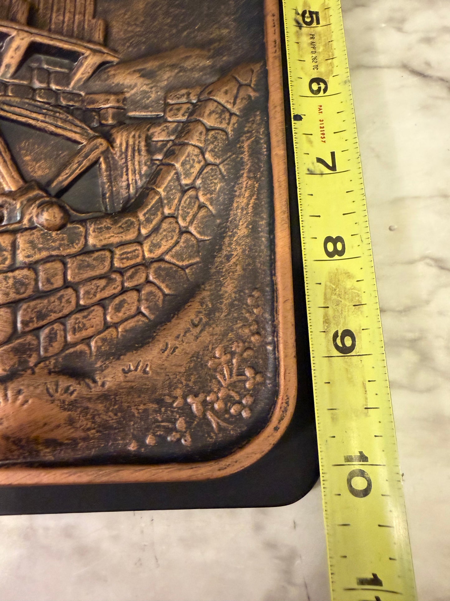 Vintage 3D Relief Wall Plaque with Water Mill