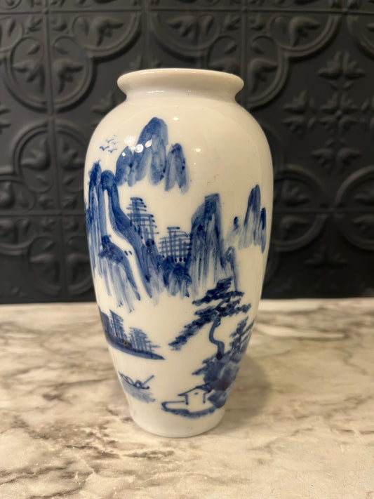 Small Blue and White Vase with Mountains