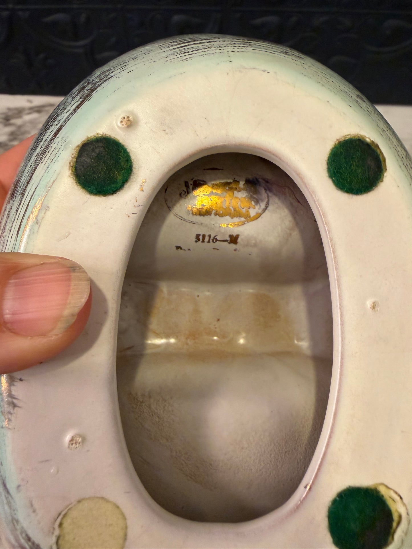 Mid Century Teal and Gold Ashtray