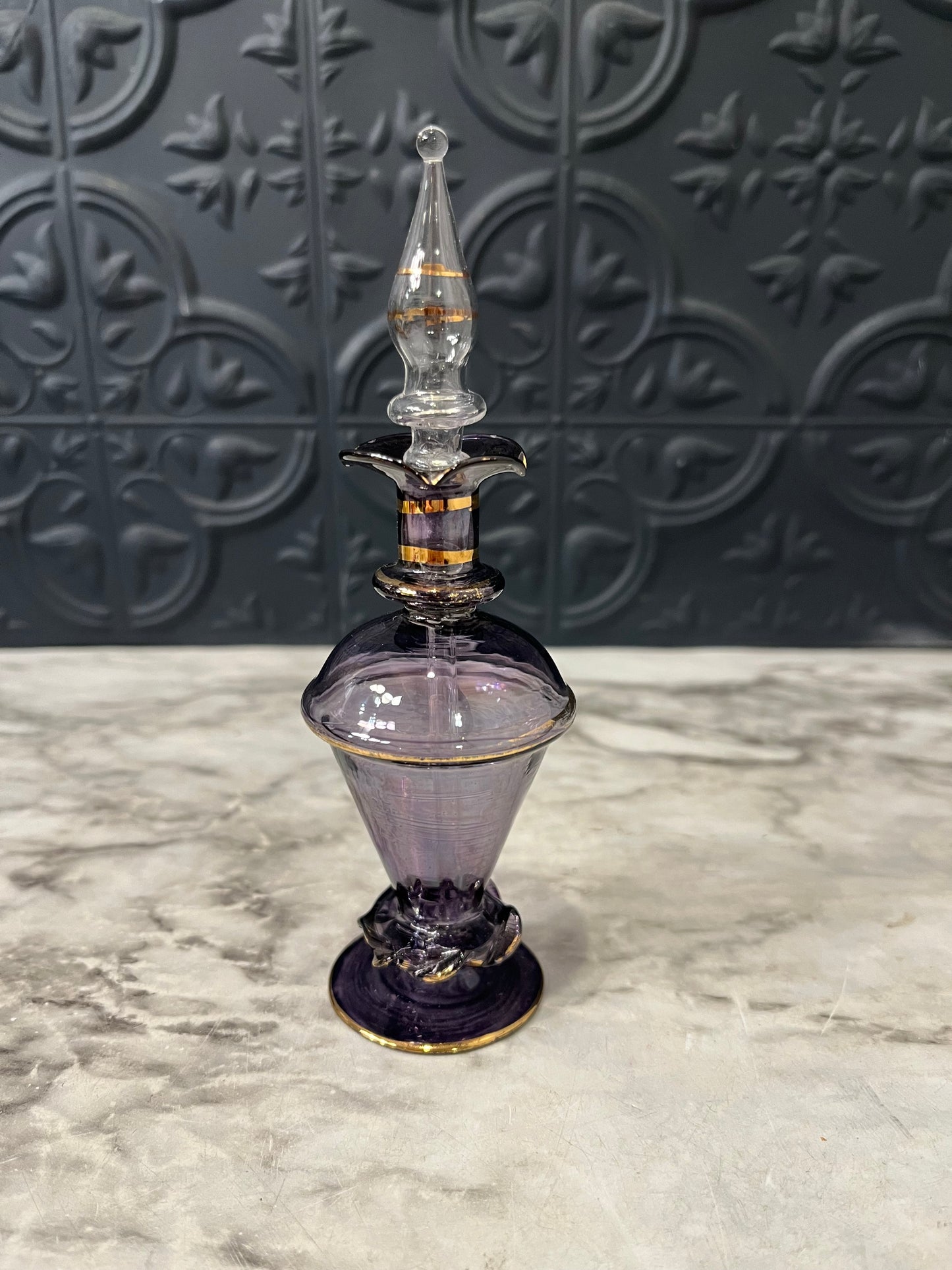 Purple Blown Glass Perfume Bottle