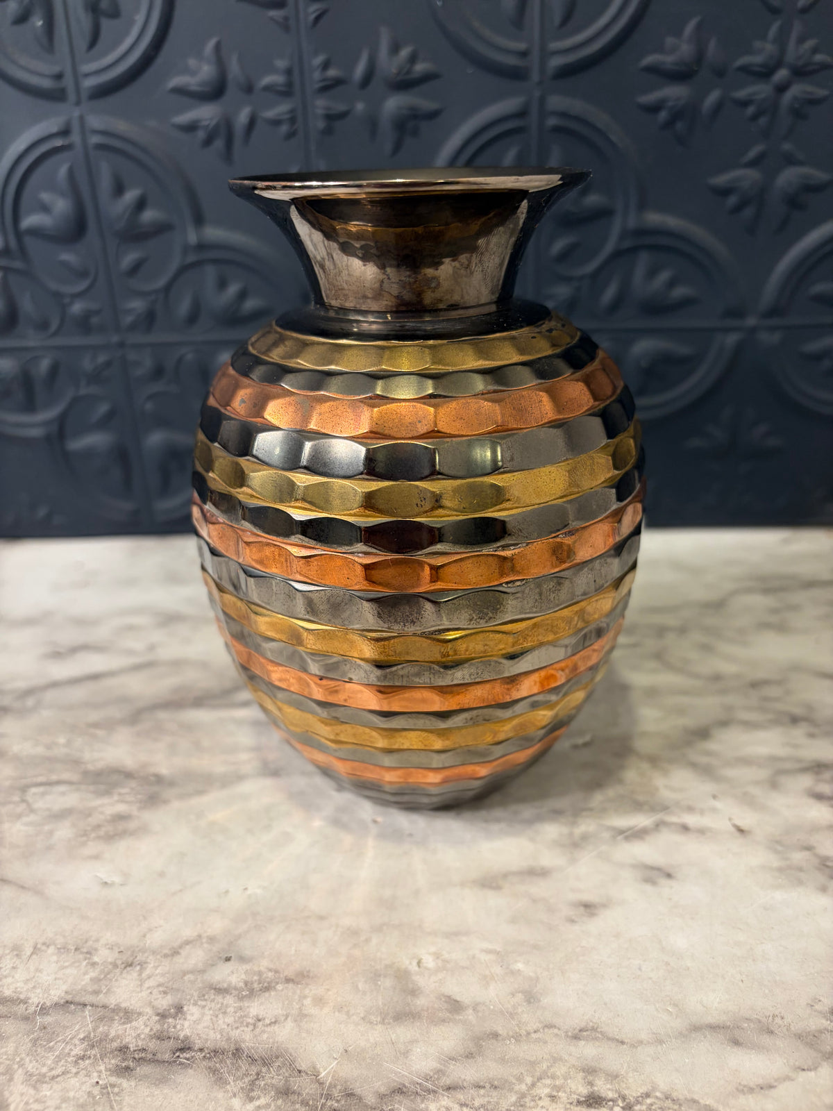 Brass and Copper Stripe Vase