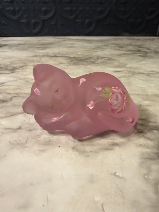 Lenox Fenton Satin Pink Sleeping Cat