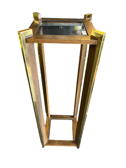 Square Plant stand with glass and brass accents