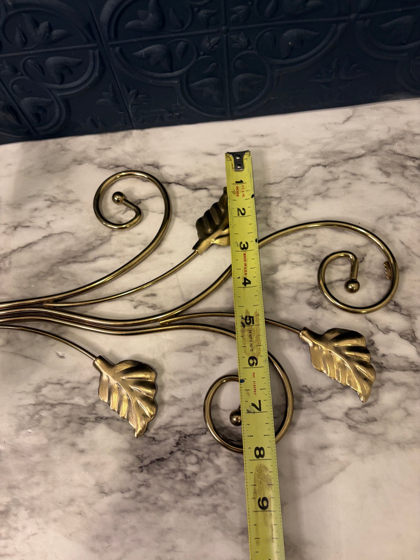 Brass Wall Sconce with Leaves and two Candle holders