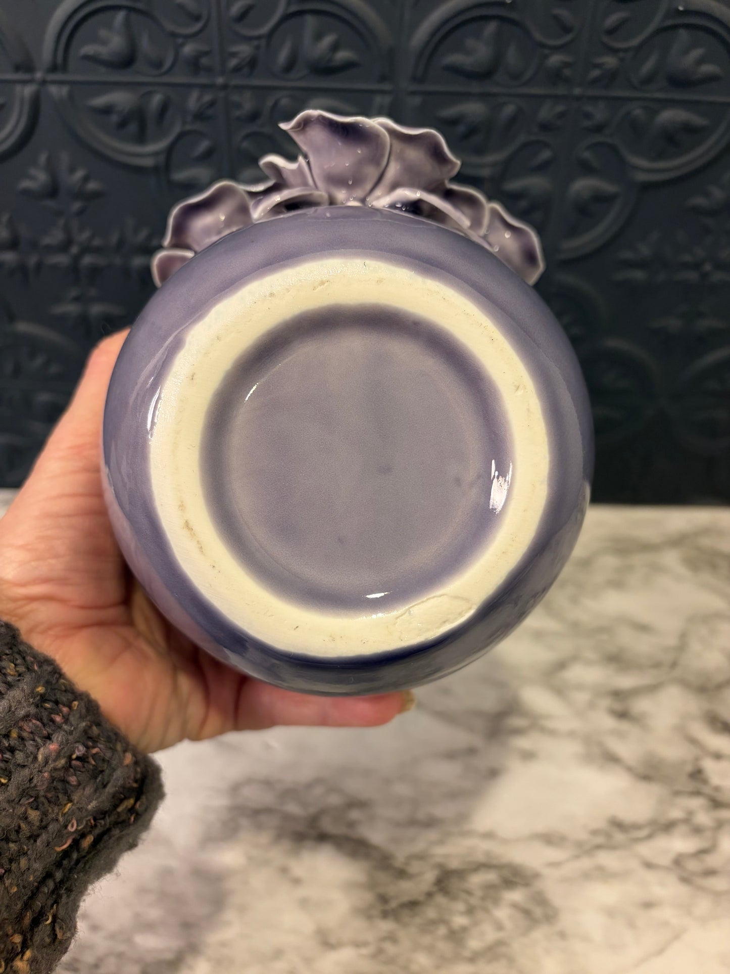 Purple Vase with 3D Flowers