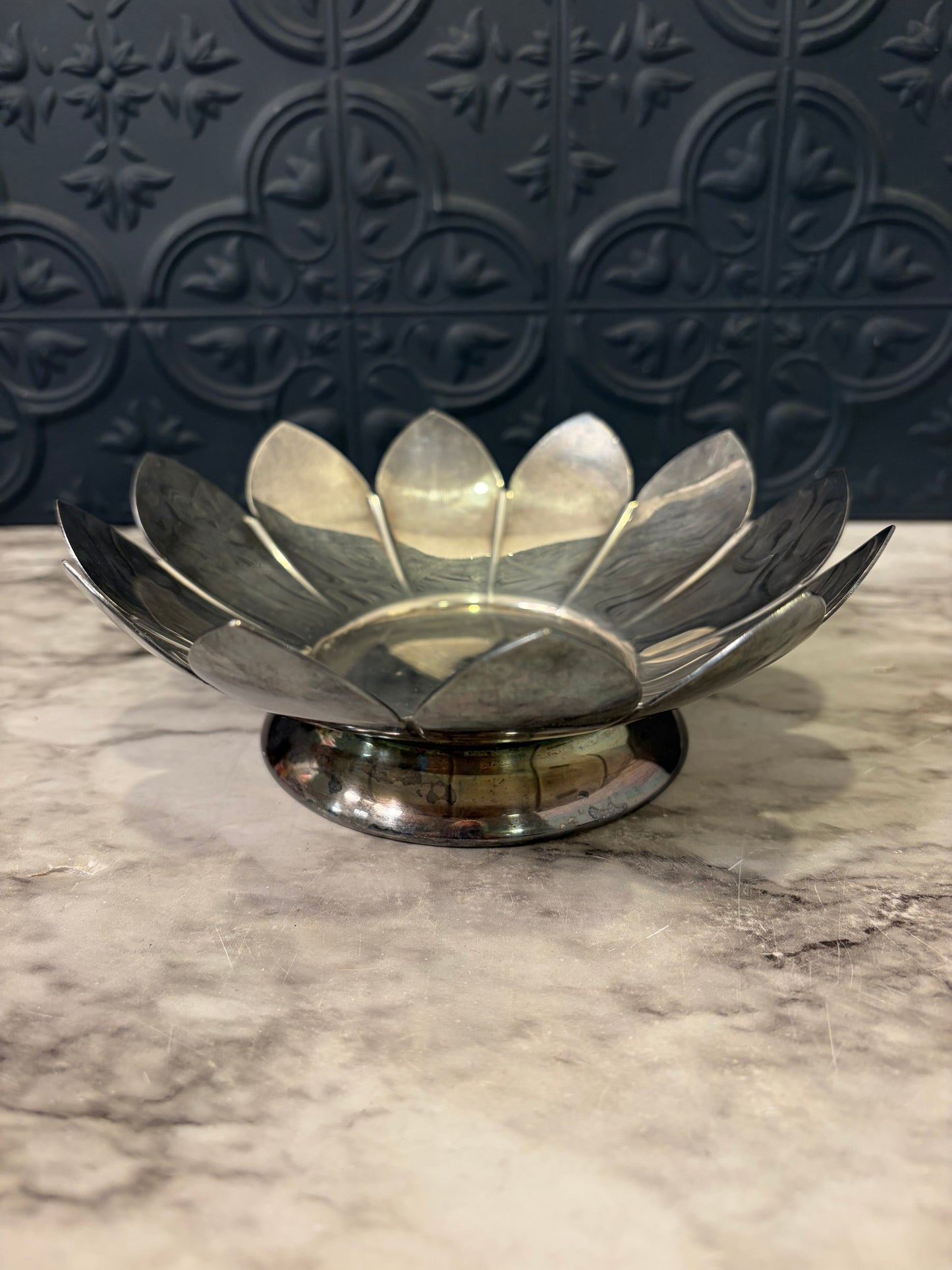 Silver Plated Lotus Dish