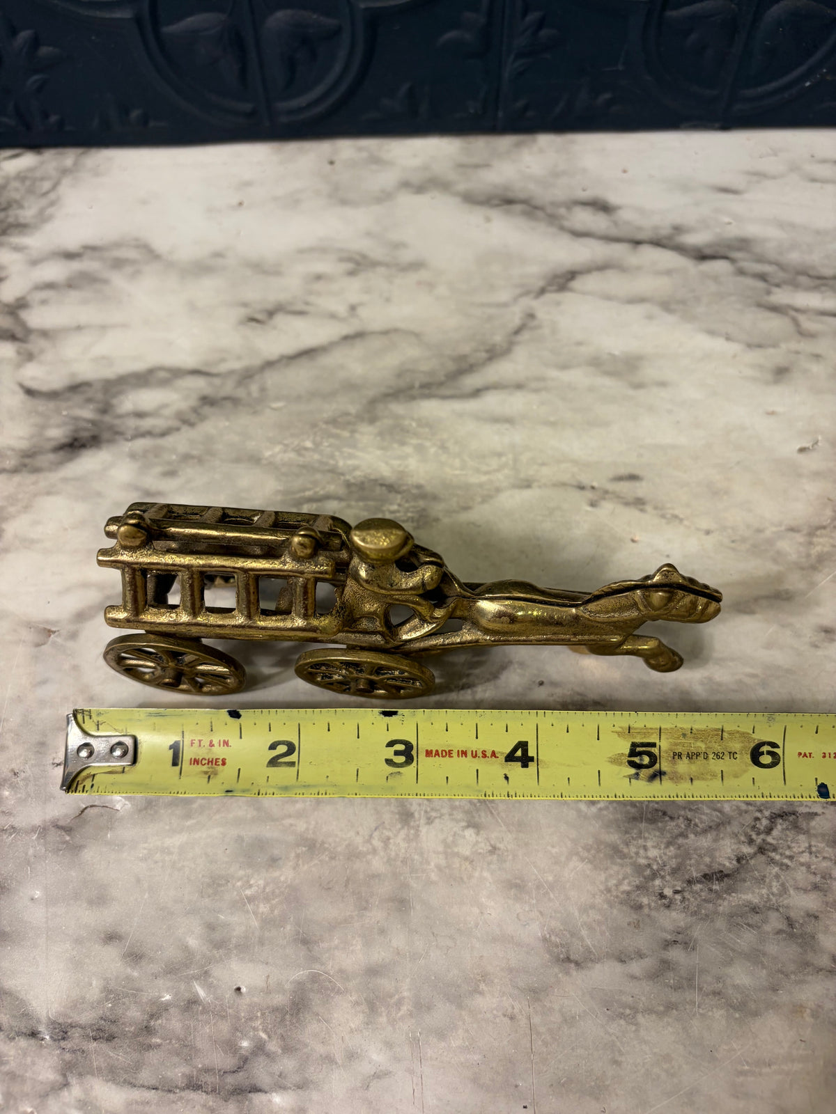 Brass Horse and Carriage with ladder