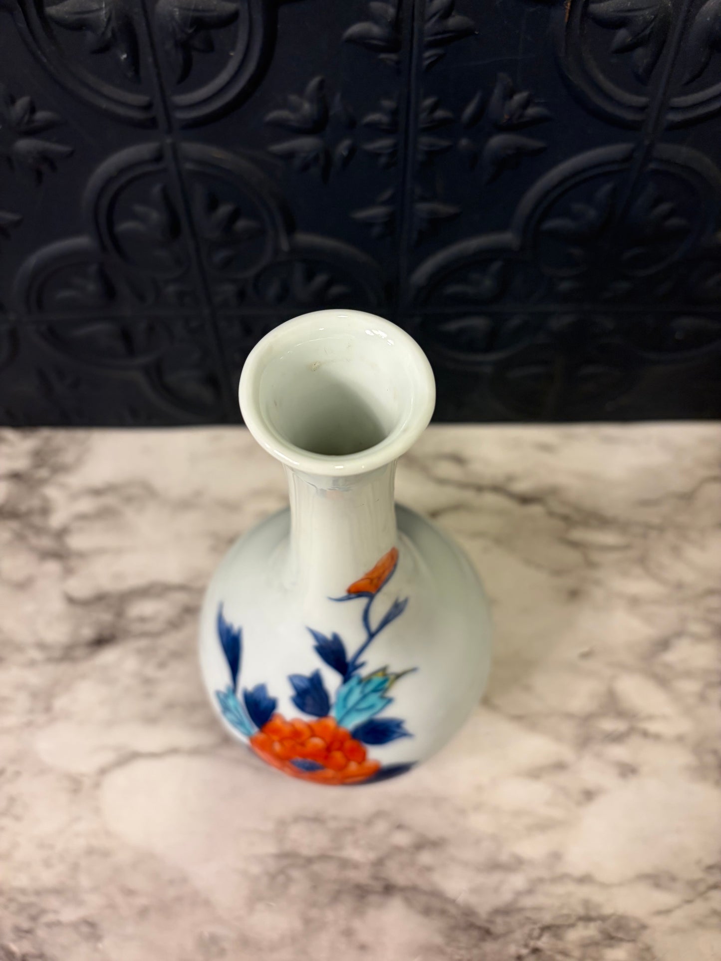 Japanese Painted Vase Orange Poppy