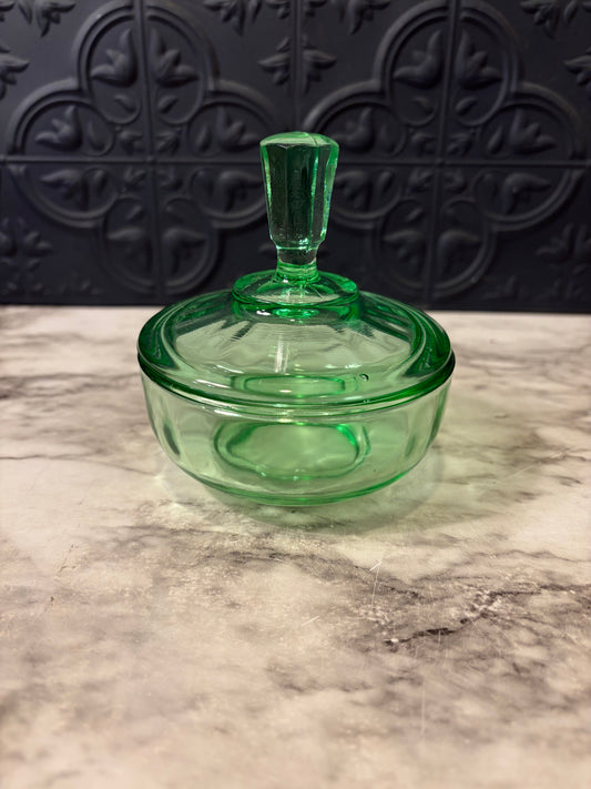 Art Deco Green Trinket dish with lid