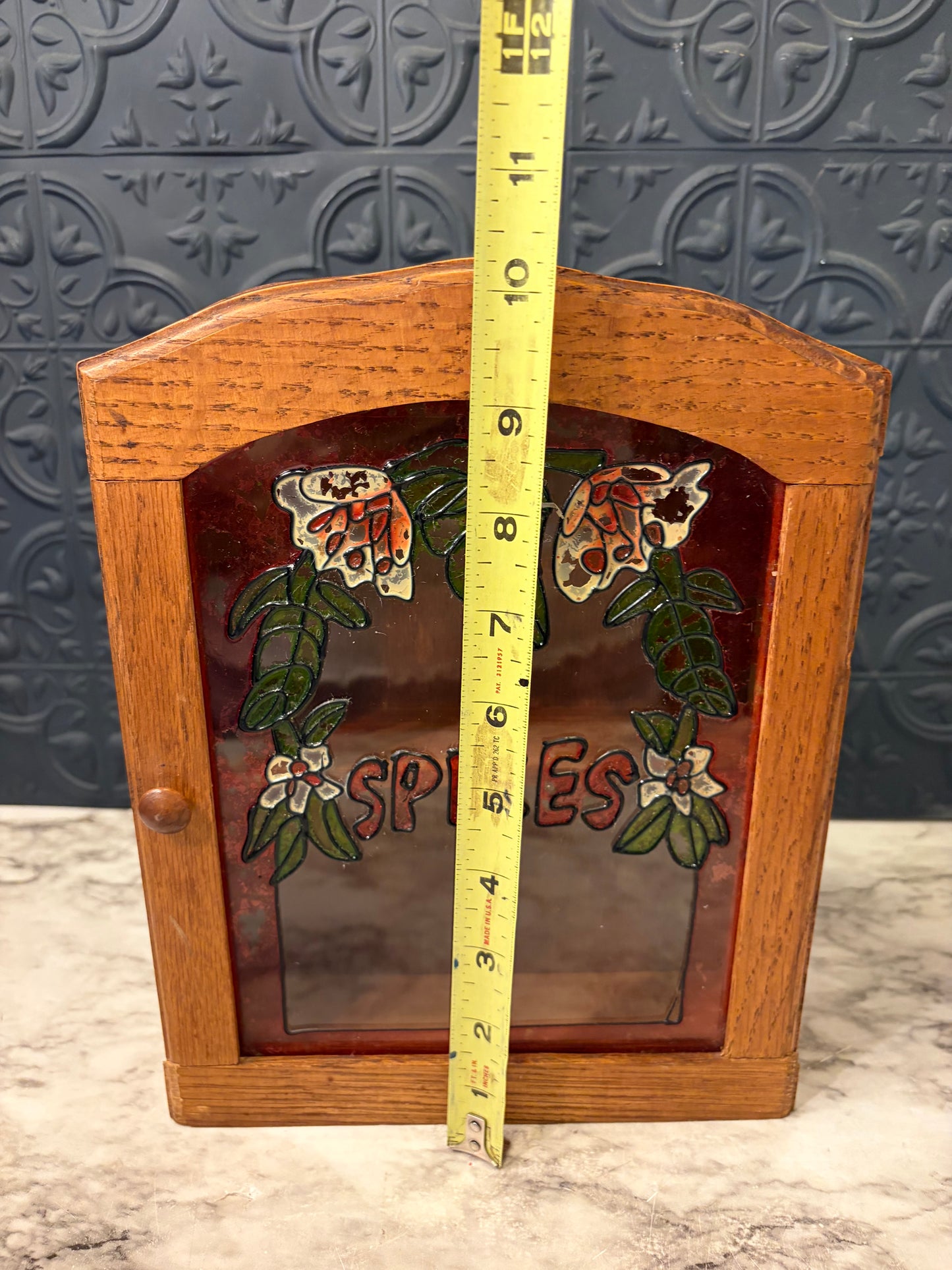 Small Spice Cabinet Faux Stained Glass