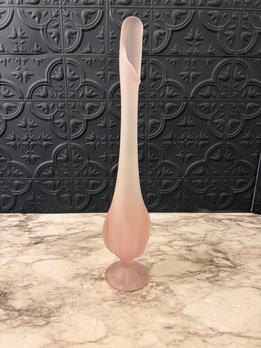 Satin Pink Viking Six Petal Swung Vase 13"