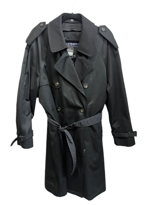 Chaps Black Trench Coat with Belt
