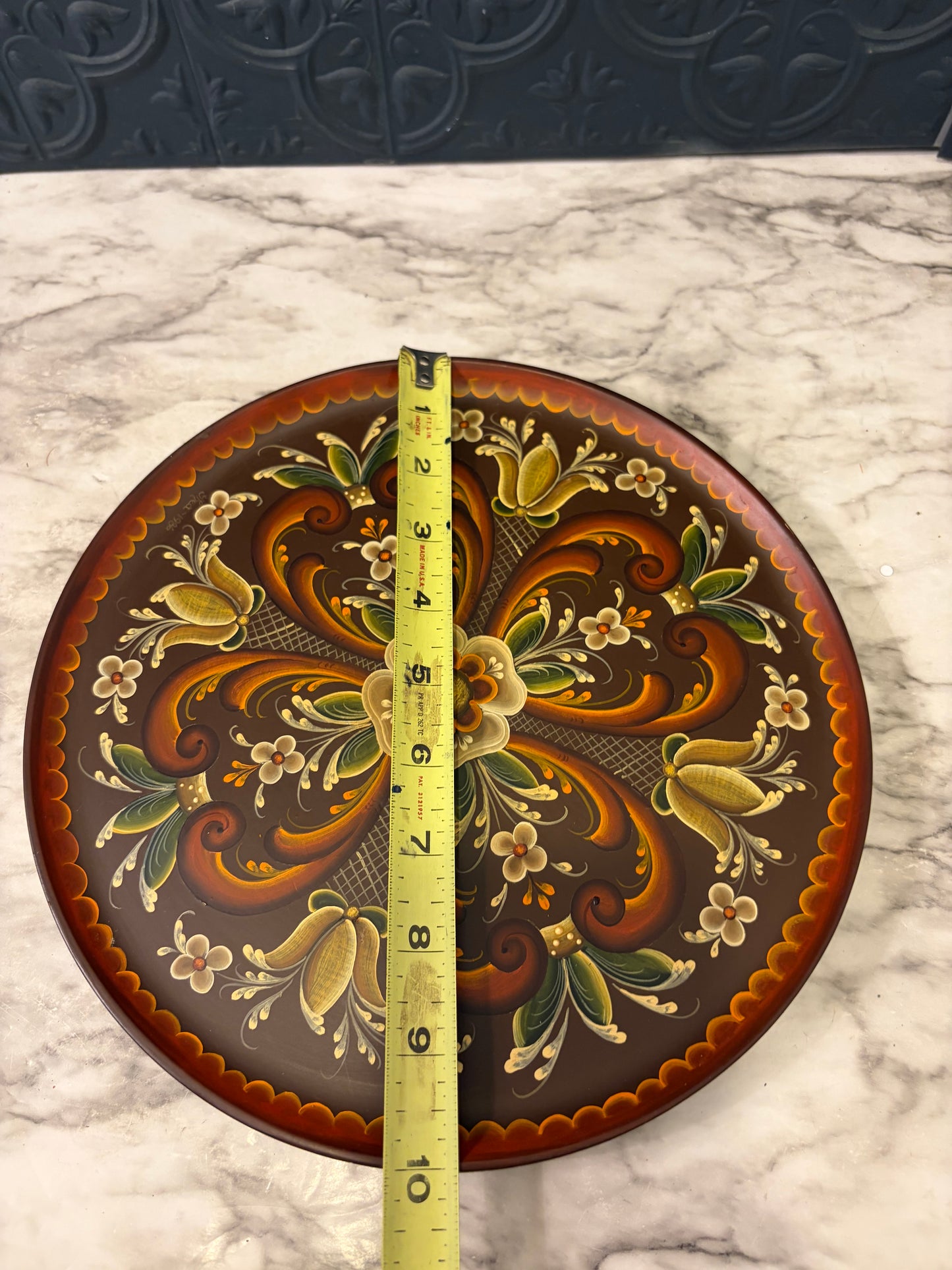 Hand Painted Wood Plate - Thea 1986