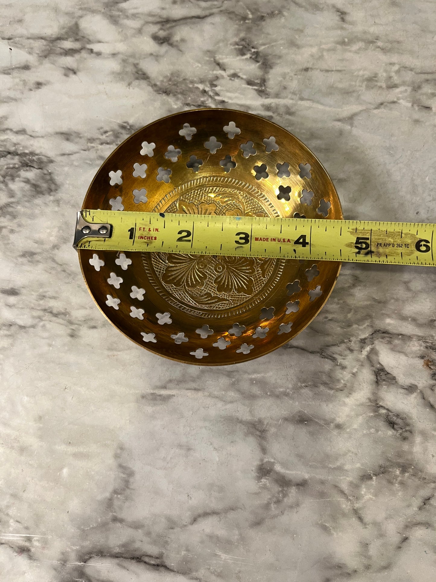 Small Brass bowl with Leaves and cutouts