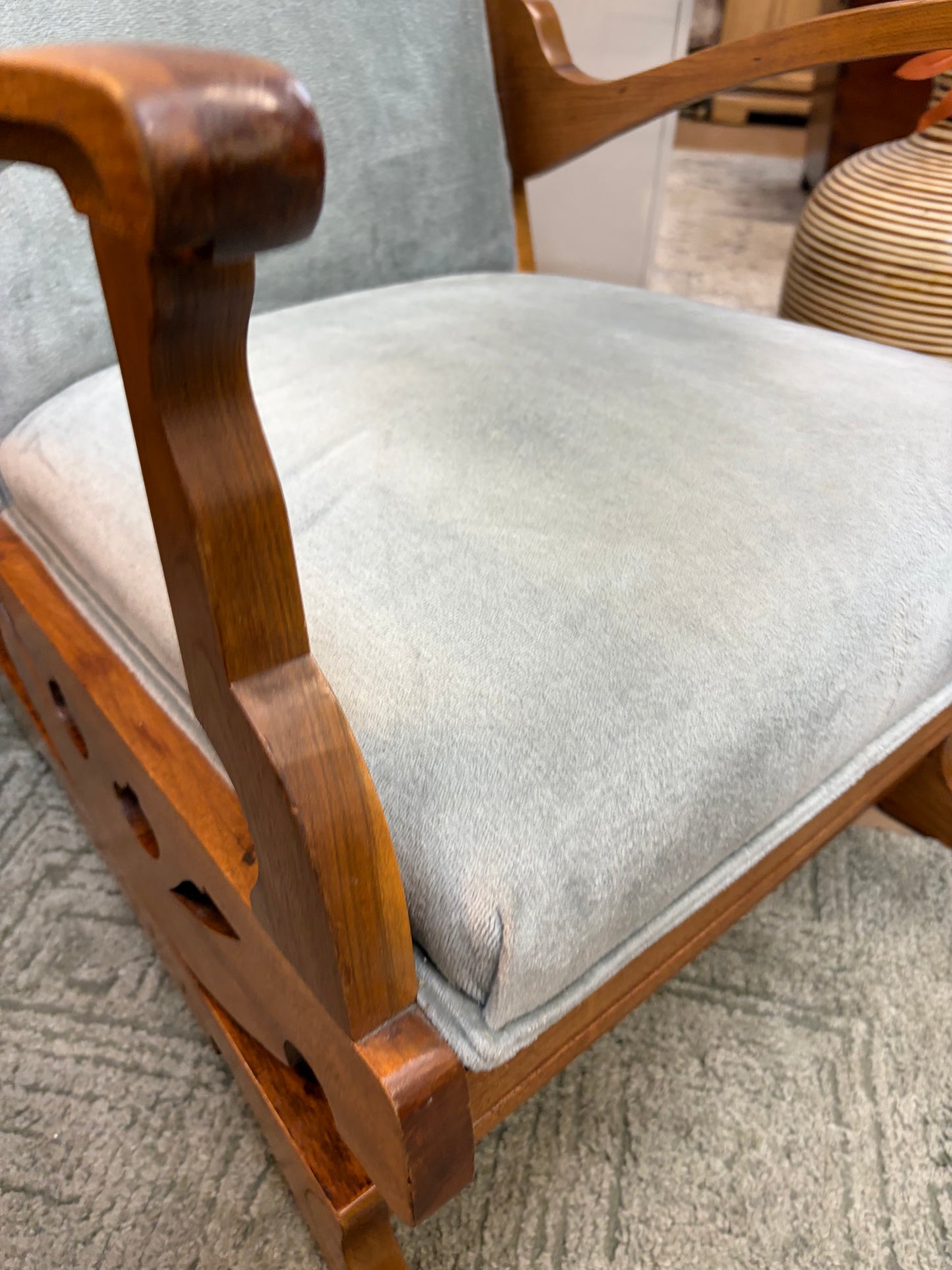 Eastlake Style Platform Rocking Chair Blue