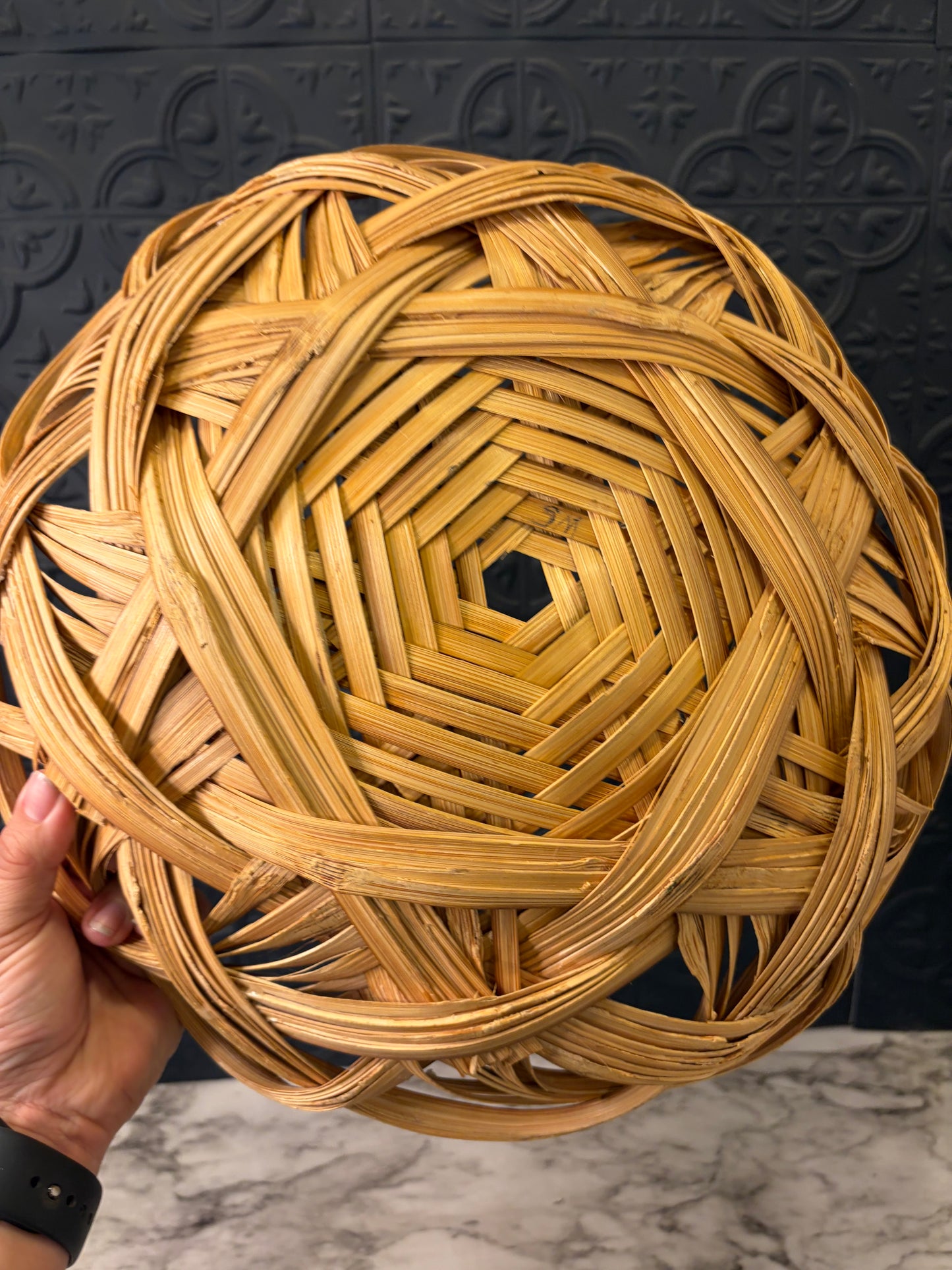 Bamboo Open Weave Basket with Star