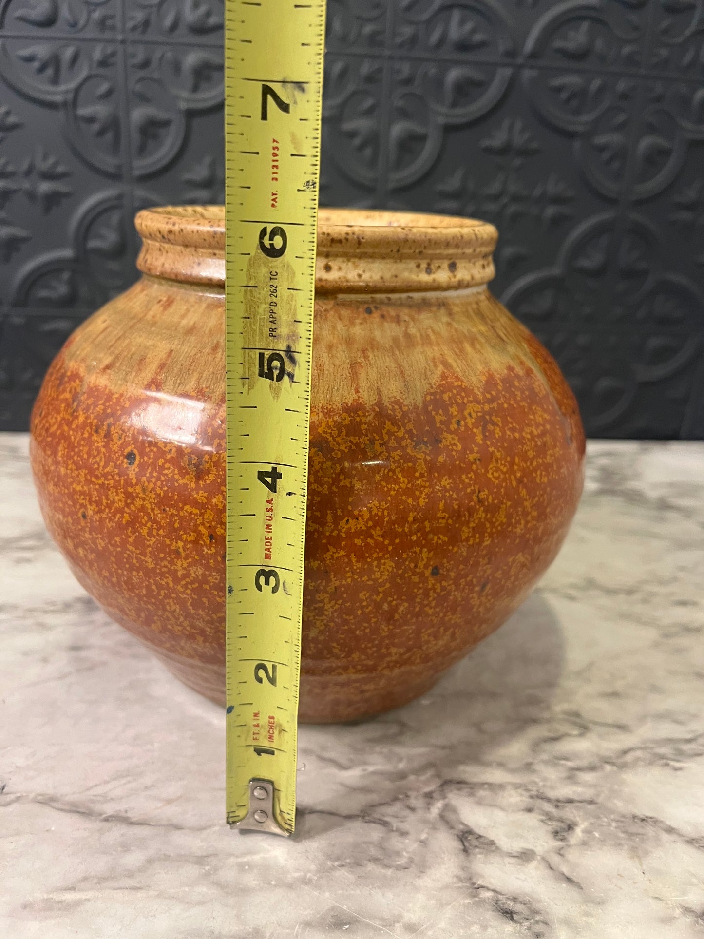 Orange and Brown Rim Pottery Vase