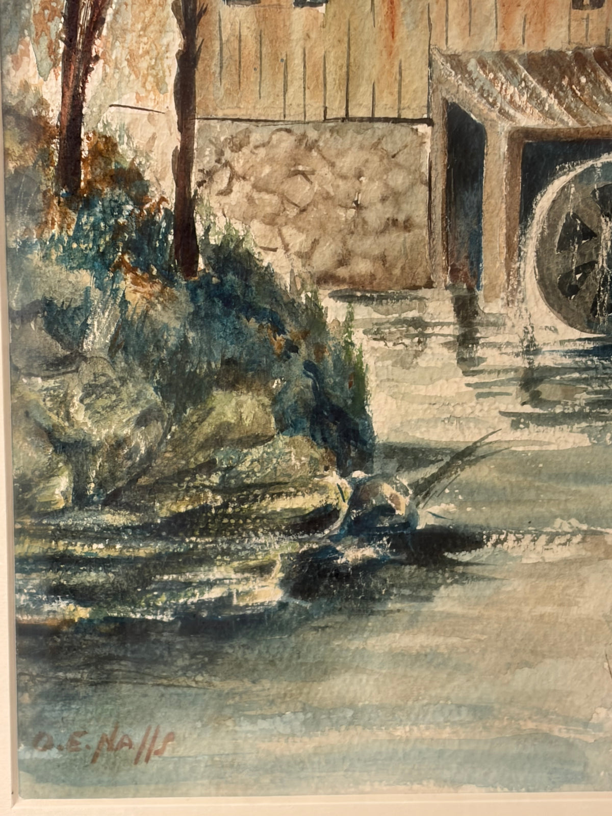 Original Pastel of Watermill Framed