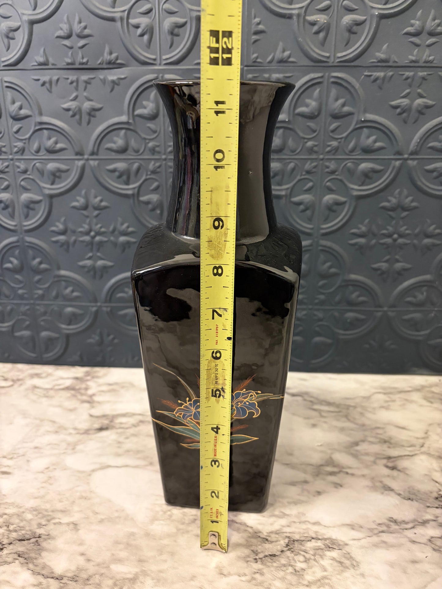 Black Vase with Blue Lillies