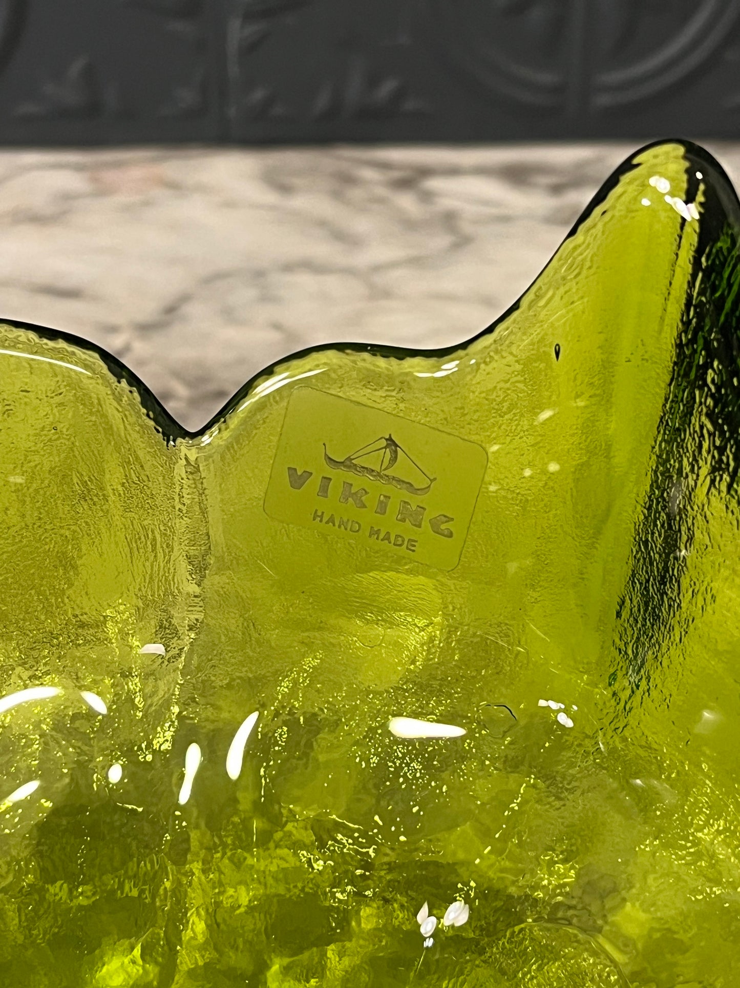 Viking Green glass Lotus bowl