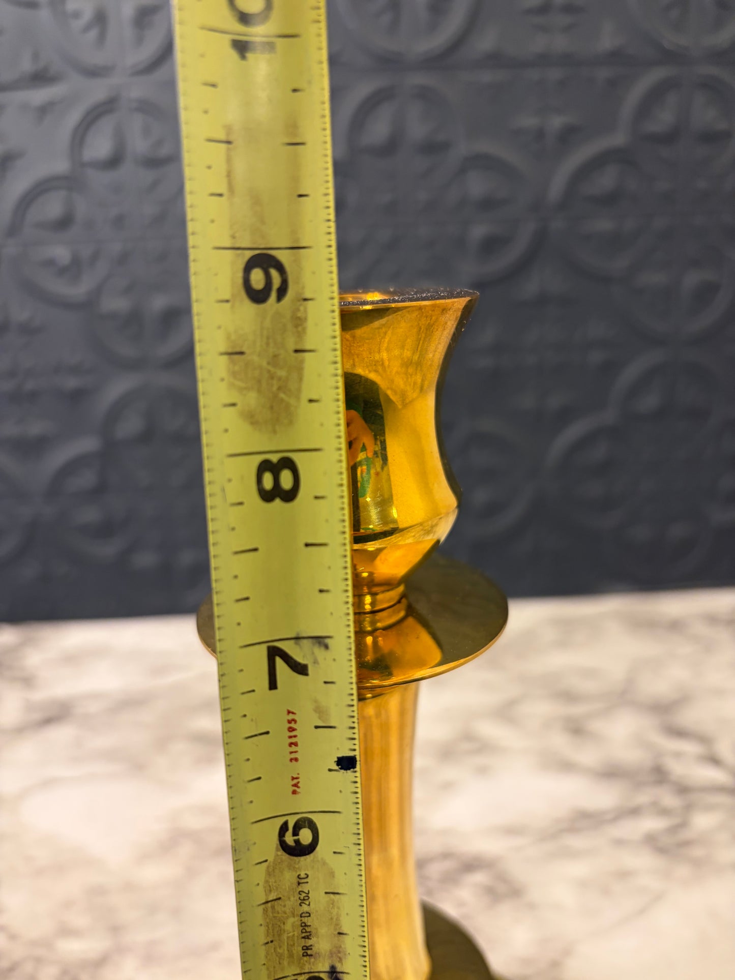 8.75 Gold Brass Candle Holder will Bell cup