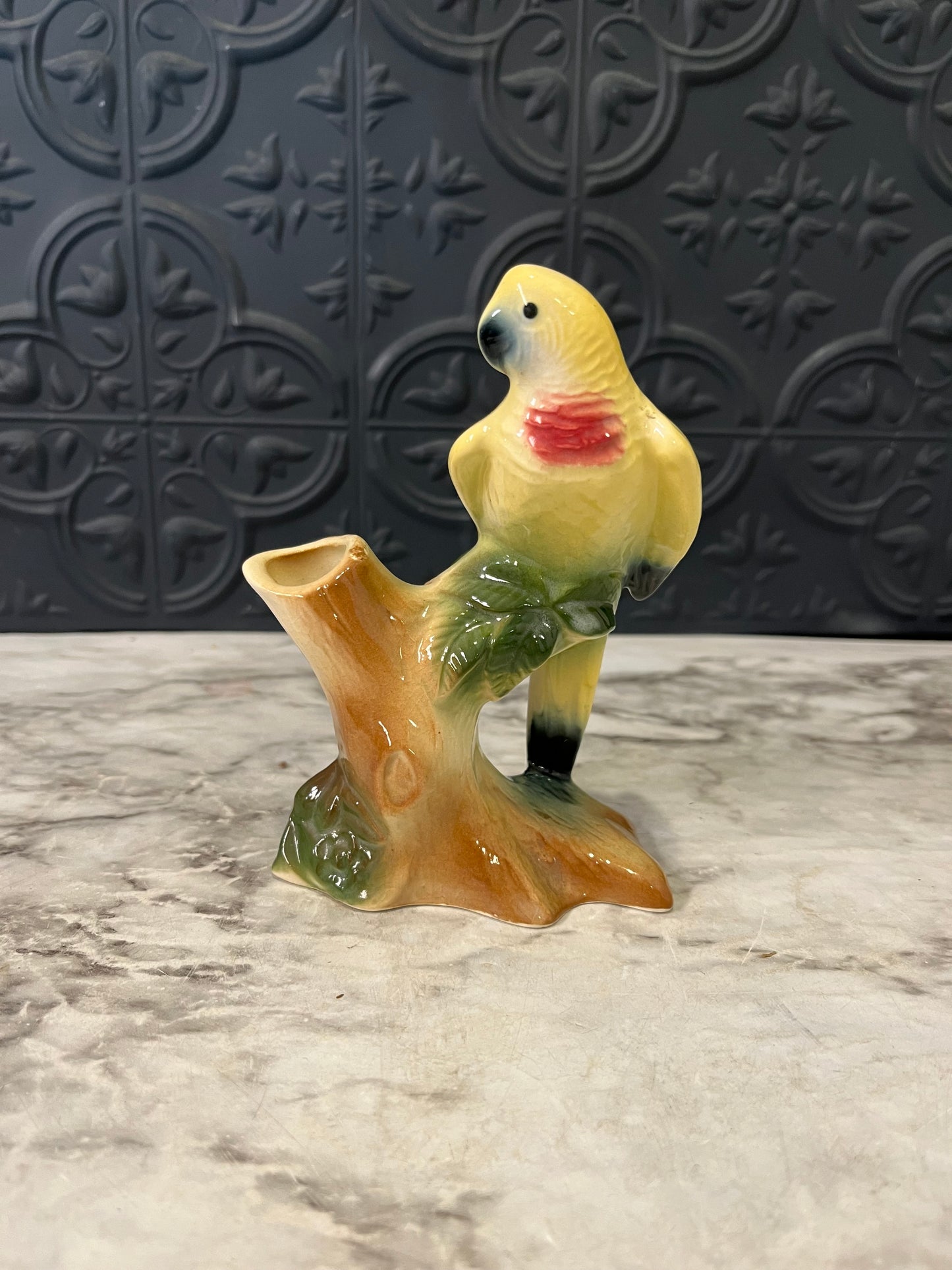 Royal Copley Yellow parrot vase