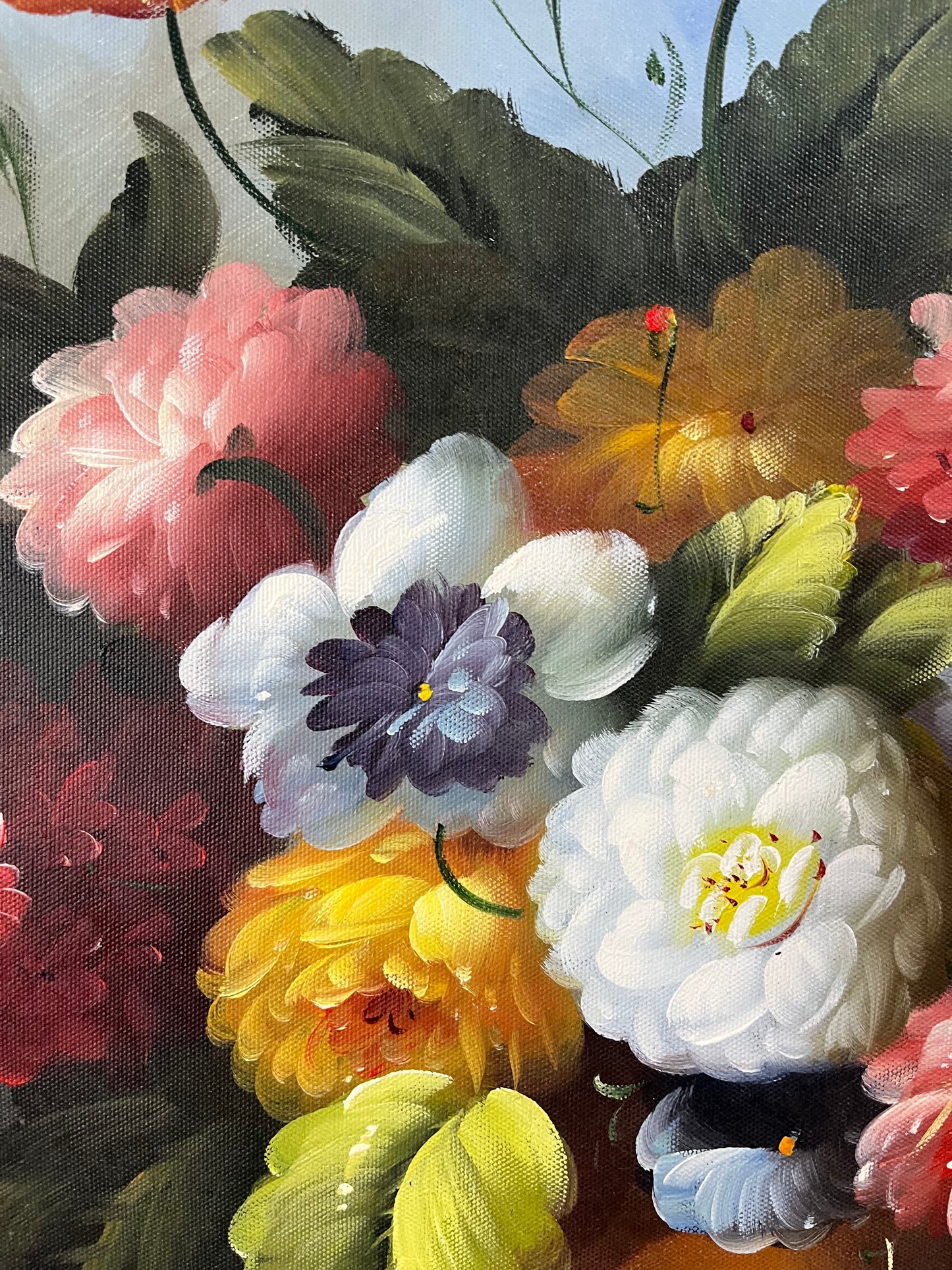 Pink and Blue floral still life painting