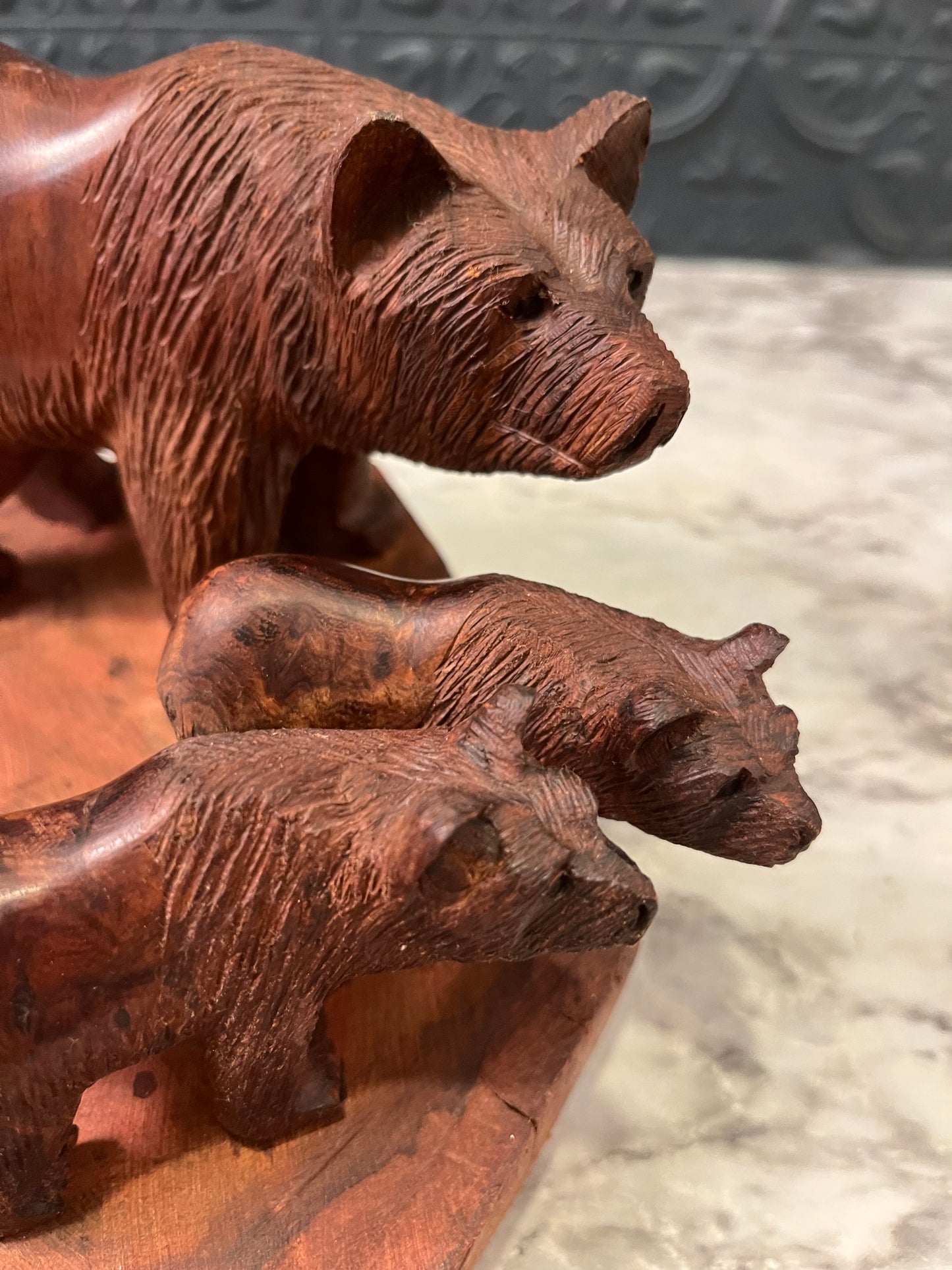 Carved Wood Bear Family