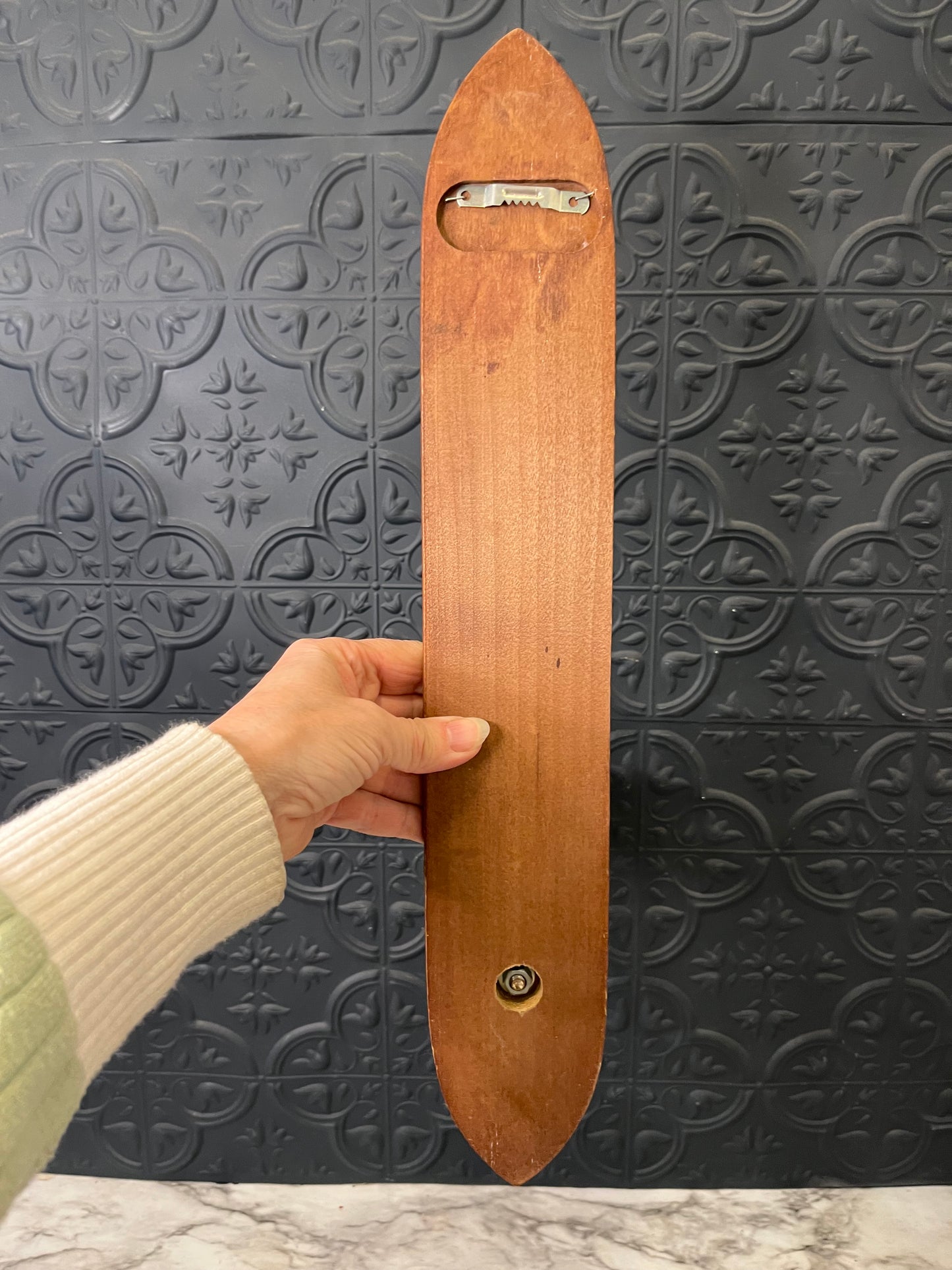 Vintage Wood Sconce with Brass Candle holder 18"