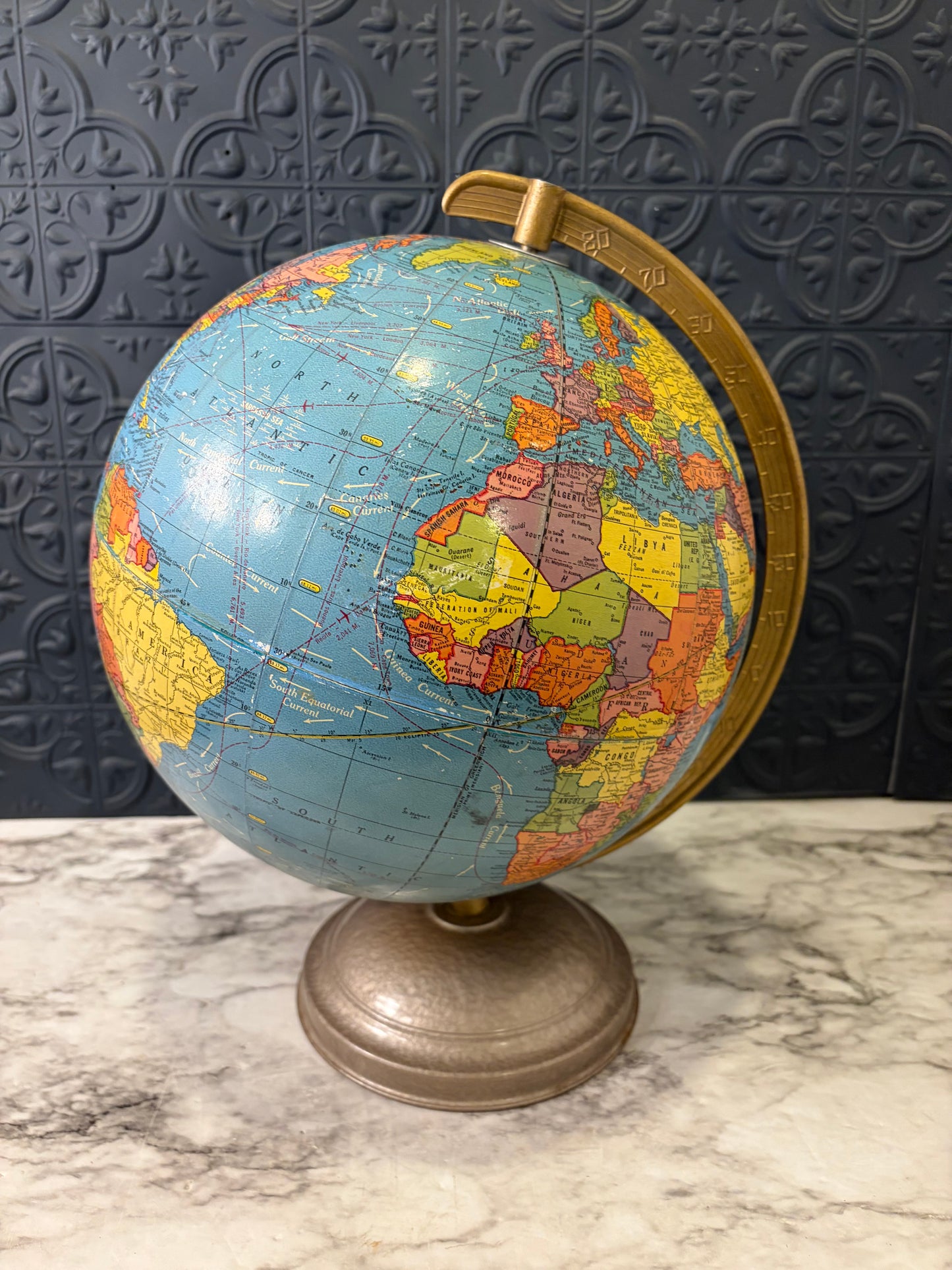 Vintage Crams Globe with Metal Base