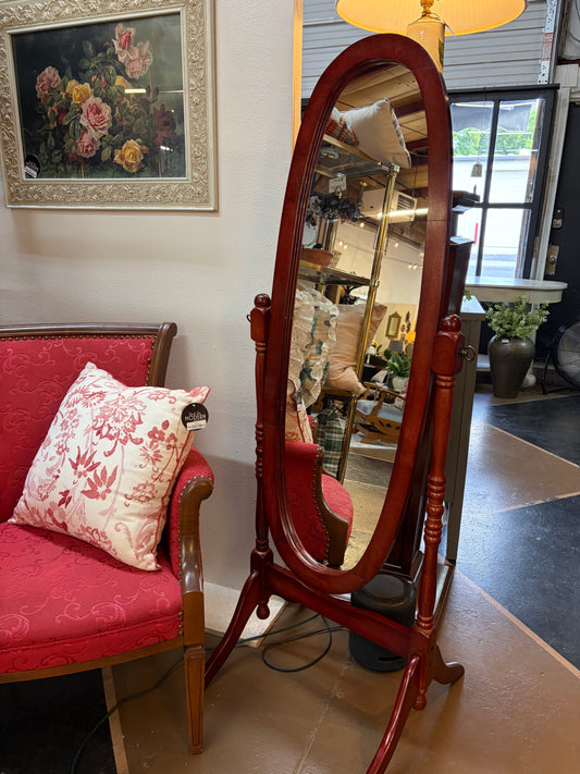 Standing Swivel Mirror Cherry Color