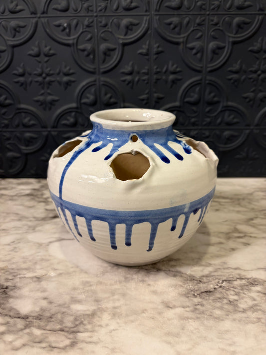 Blue and White Drip Tulip Vase